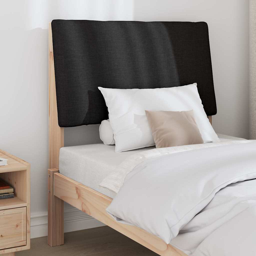 Padded Headboard in Black 75 cm Solid Pine Wood