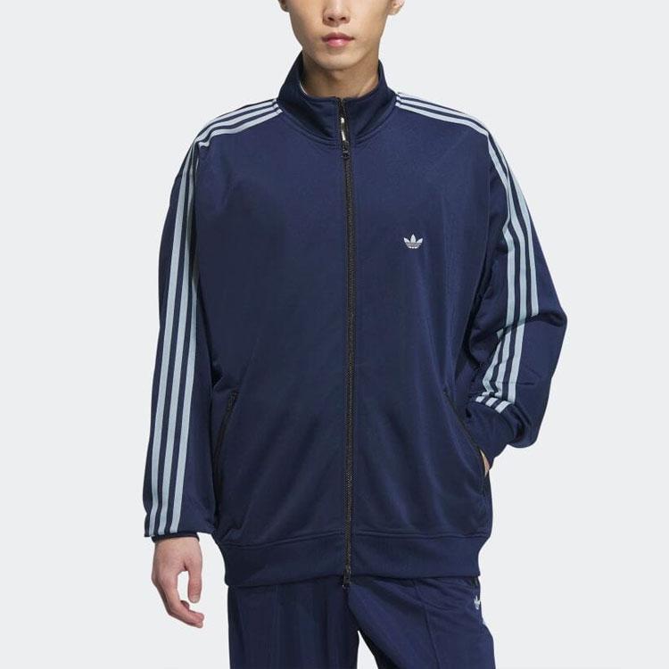 adidas Спортивная куртка Originals с воротником-стойкой и застежкой-молнией в полоску, унисекс, индиго IK9149
