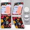 Чехол с узором из разноцветных цветов для Samsung Galaxy Z FLIP 7 FE 6 5 Гибридная складная крышка с покрытием из PC+PU кожи для Samsung Z Flip7 Flip6 Flip5