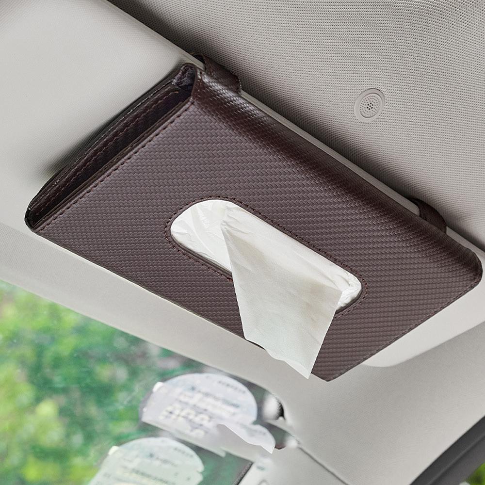 Car Tissue Holder, Car Sun Visor Napkin Case, Multifunctional PU Leather Back Seat Tissue Box Tissue Bag For All Models