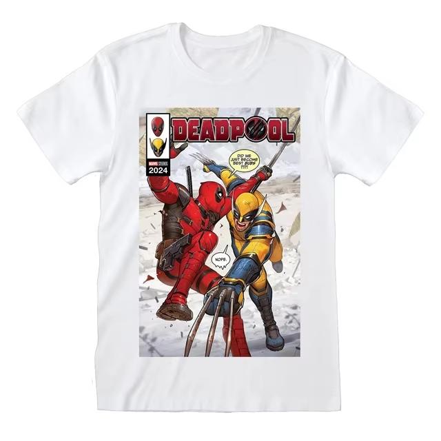 2026 new Deadpool and Wolverine black shortsleeved Tshirt featuring the double superhero pattern