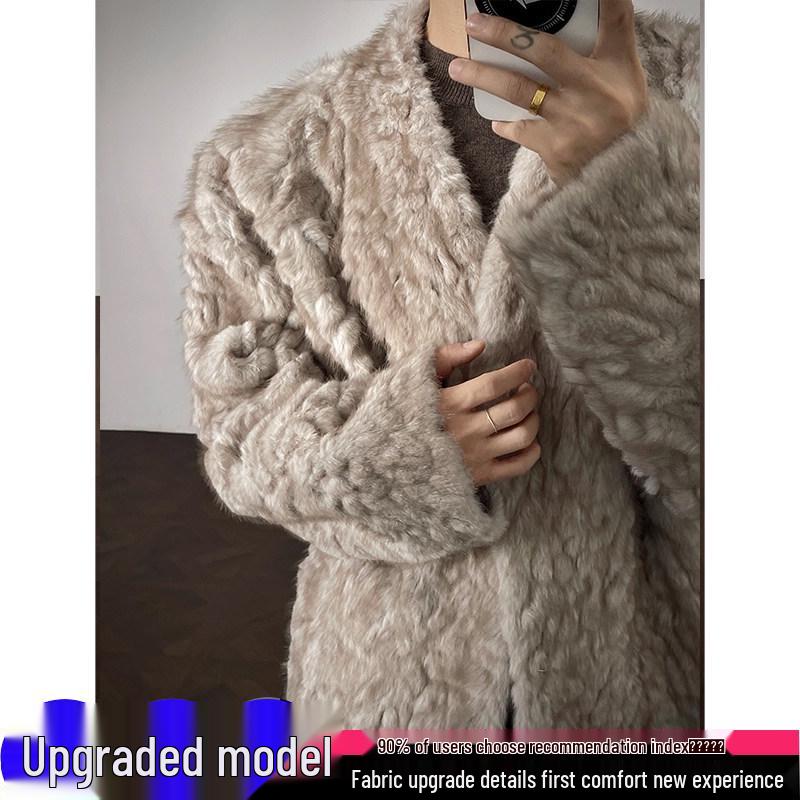 Мужская серая куртка из бархатного искусственного меха под норку с плюшевым хлопком, на меху, утолщенная для ощущения высокого качества