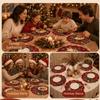 4pcs Coaster Christmas Table Placemat Snowman Elk Round Dining Mat Xmas Table Mat  Table Setting