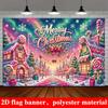 1Pcs Merry Christmas Gingerbread Town Candies Decoration Background Xmas Backdrop Decorations For Photo Studio Booth Party