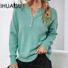 Women's Autumn and Winter Solid Colour Street Hipster Thin Fashion Single-breasted Pullover Knit Jumper