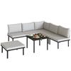 Lounge Garden Furniture Set 5-6 Person Garden Lounge Set with 2-Seater Garden Sofa, 2 Chairs, Corner Chair, Slatted Table, Footstool