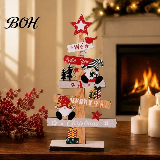 Winter Holiday Party Supplies Christmas Tree Ornament, Wooden Letter Sign Decorative Solid Wood Ornaments Compact Stable for Home Decor