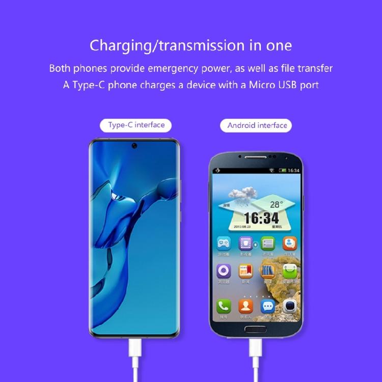 Кабель Type C на Micro USB, штекер-штекер, для синхронизации, зарядки, OTG, обратной зарядки
