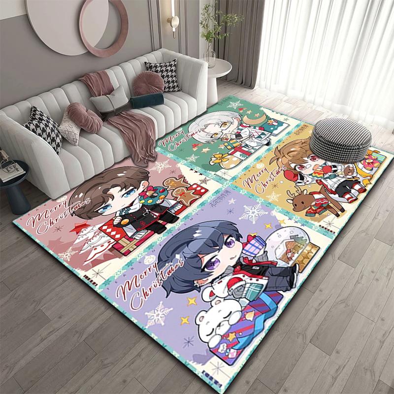 Merry Christmas Festive Greetings Carpet Printing Home Decor Art Protective Pad Fashion