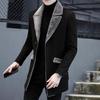 Men Outwear Single-breasted Washable Thick Turn-down Collar Woolen Jacket Super Soft Male Trench Coat for Work