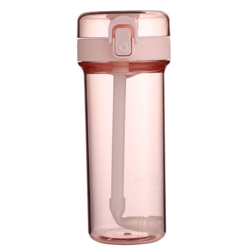 Portable Plastic Sipper Cup With Lid Kids Students BPA-Free Leakproof Travel Water Bottle 450ml In Pastel Colors