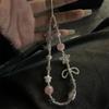 Y2K Butterfly Clear Bead Phone Strap Charm Chain Knot Cellphone Lanyard Keychain Bag Camera Bowknot Pendant For Airpods Cover