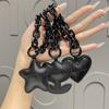 Dark Wind Trendy Leather Love Five-Concealed Star Flower Keychain Подвески Автомобильные Брелоки Сумка Подвесные Украшения Парные Подарки