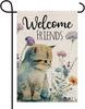 Welcome Friends Cute Cat Oral Double Sided Burlap Garden Ag, 12" X 18" XXQ