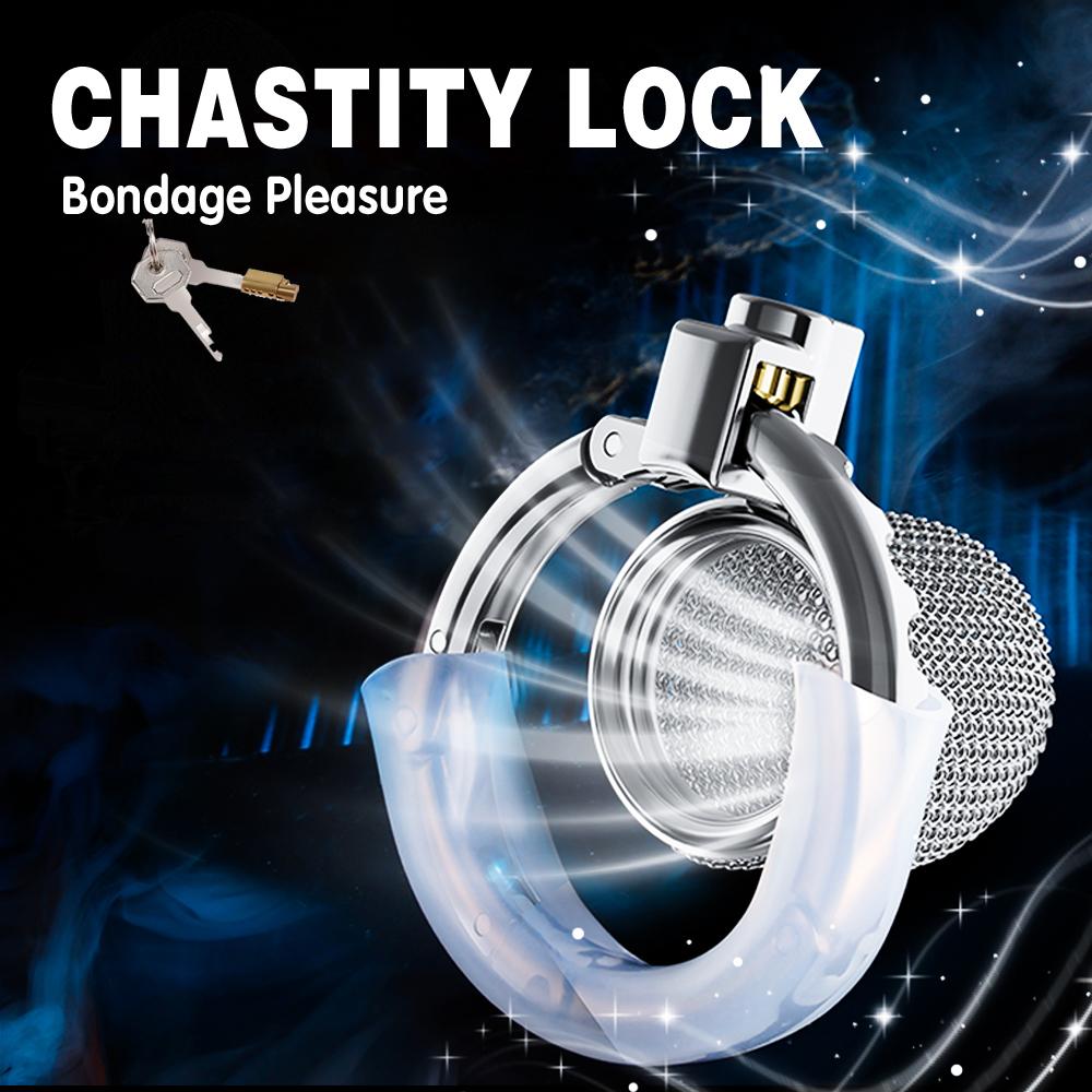 Smart Adjustable Chastity Cage for Men Stainless Steel Wire Mesh Lock Device BDSM Adult Sex Toy for Abstinence Couple Play