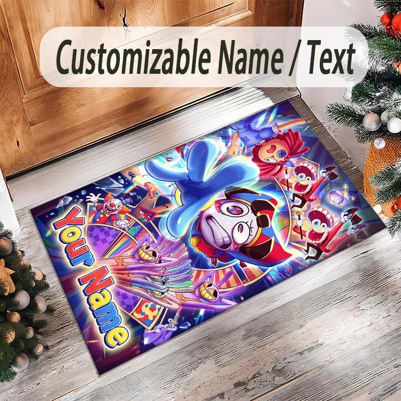 Personalized Crystal Velvet Carpet Custom Name Text,The Amazing Digital Circus Anti Slip Area Rug For Home Decoration