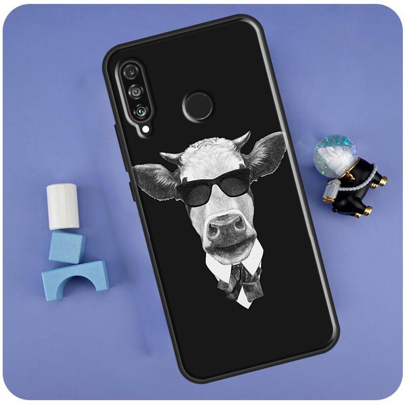 Funny Cow Face For Huawei Nova Y60 Y61 Y70 Y72 Y73 Y90 Y91 12i 11i 3i 7i 8i 9 10 SE P20 P40 P30 Lite Case