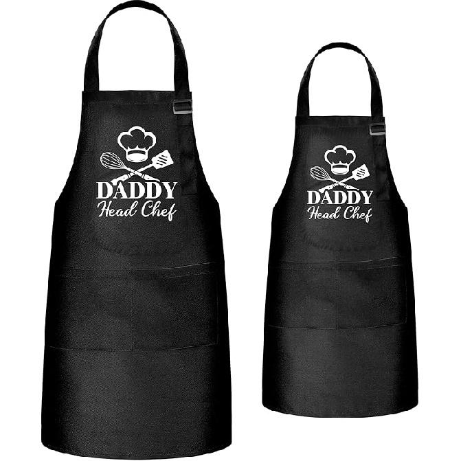 R HORSE 2Pcs Adults Kids Matching Apron Set Mommy and Me Adjustable Kitchen Apron with 2 Pockets Parent and Child Matching Gift for Mother's Day