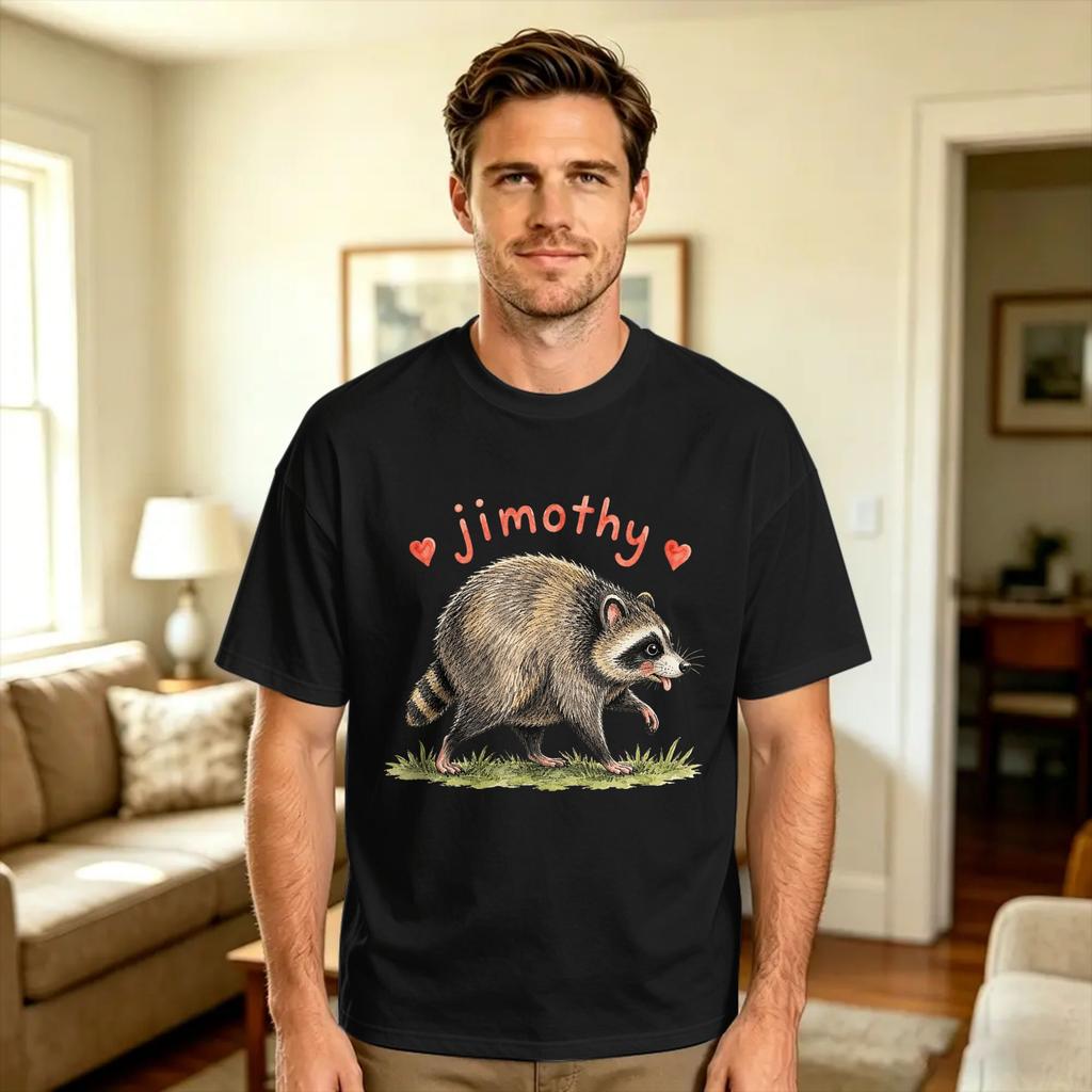 Unisex Unisex Tshirt I Love Jimothy Cute Trendy Racoon T Shirts Harajuku Summer Tees Vintage Cotton Clothing Gift Idea