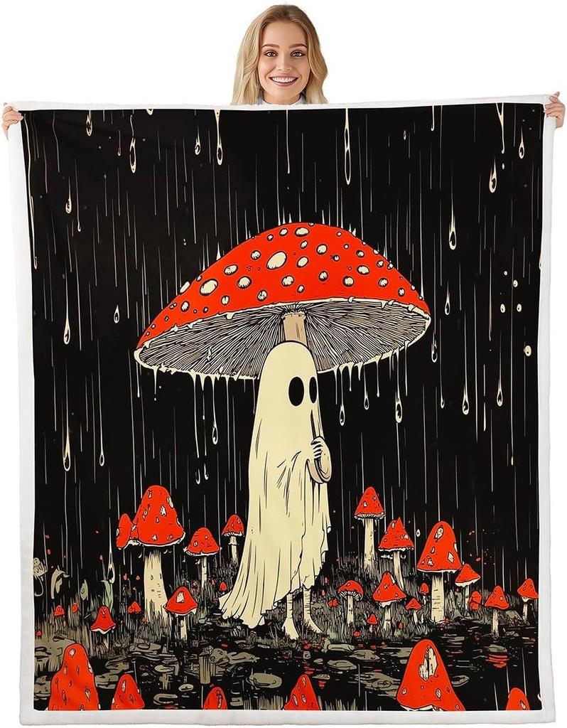 GUOYU Blanket Gothic Skull Fleece Blanket Baby Happy Halloween Sherpa Blanket Ghost Skull Goth Fuzzy Plush Throw for Adults Men WomenHorror