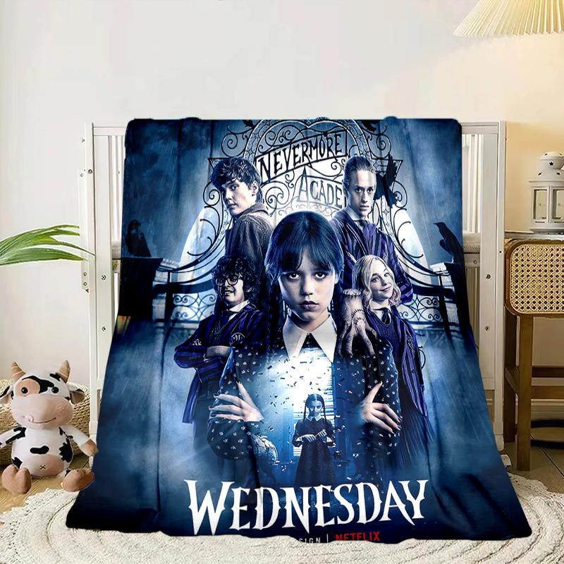 Wednes-day Gothic Blanket Flannel Blanket for bed, sofa, Camping, Hiking, Picnic Essentials, gift for family Fan gifts