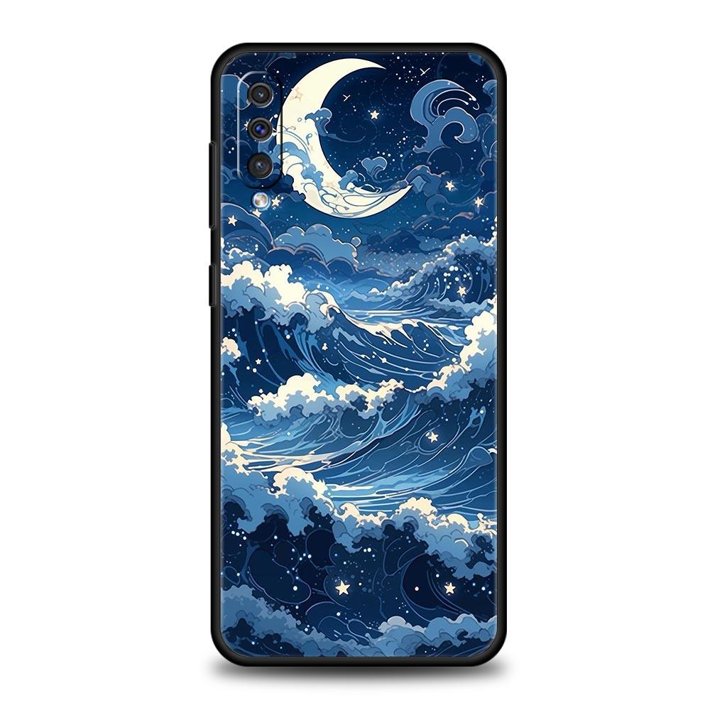 Чехол в стиле комиксов Луна и Облако для Samsung A56 A36 A26 A54 A52 A24 A14 A50 A72 A70 A06 A12 A22 A34 A42 A32 A04s A16 5G