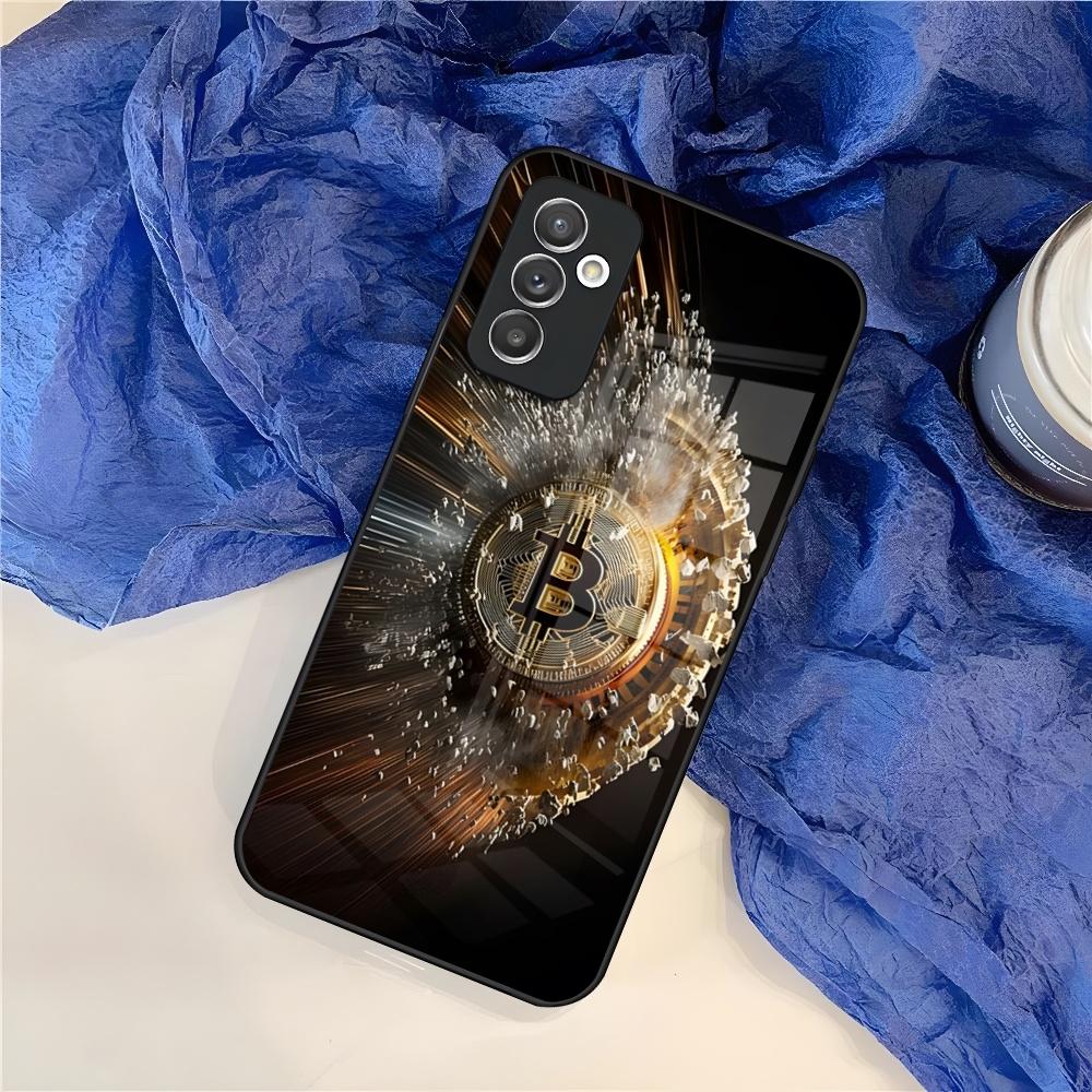 Чехол для телефона Bitcoin BTC для Samsung Galaxy S25 S24 S30 S21 S23 S20 S22 Fe Note 20 Pro Ultra Plus стеклянная крышка