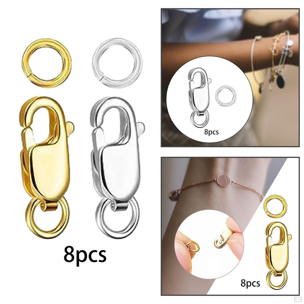 8Pcs Lobster Claw Clasp Accessories Handmade Bracelet Metal Exquisite Connector with Closed