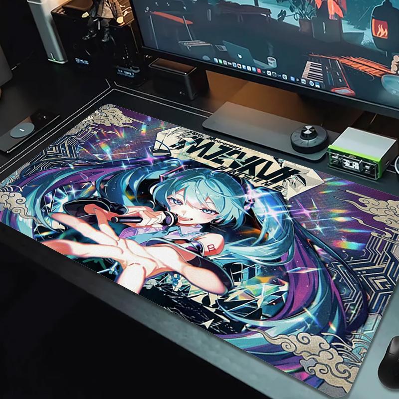Anime Miku Color Mouse Pad Large Gaming Table Cushion Non-slip Laptop Tablet Big Mousepad XXL Mat Mini PC Playmat With Lock edge