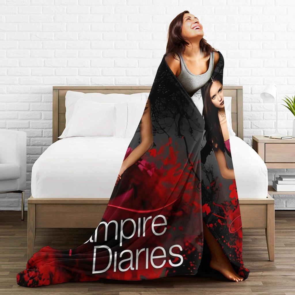 The Vampire Diaries Elena Blanket Soft Graphic Plush Throw Blanket For Bedroom Decorative Flannel Bedspread Bed Cover