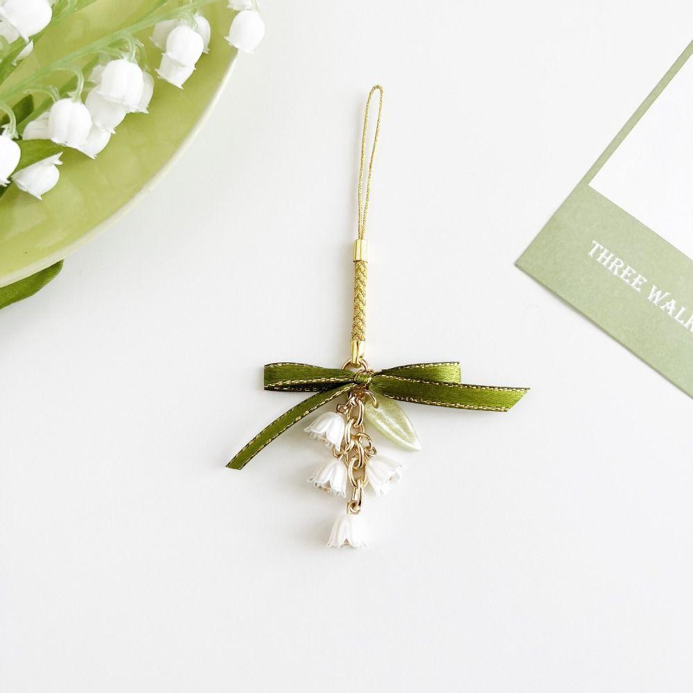Flores Convallariae Mobile Phone Lanyard Bag Accessory Ribbon Key Ring Korean Style Bag Pendant