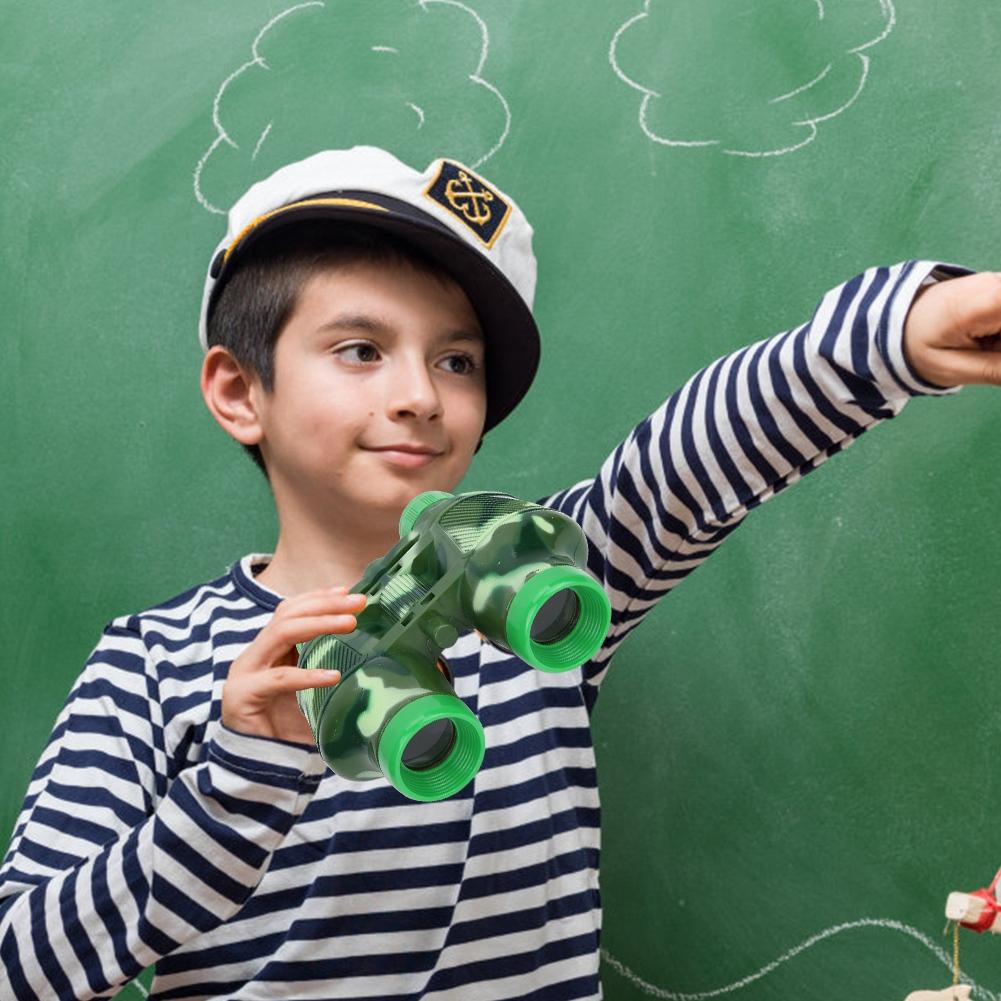 Children Outdoor Plastic Binocular With Lanyard Kid Telescope Toy Gift (Green)