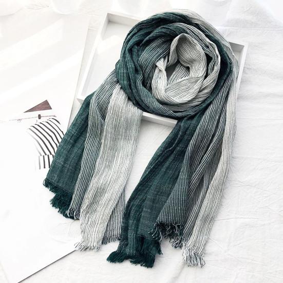 Женский шарф в стиле пэчворк с цветной отделкой из кисточек, шаль с морщинами, мягкий, удобный, терморегулирующий шарф, аксессуар для одежды