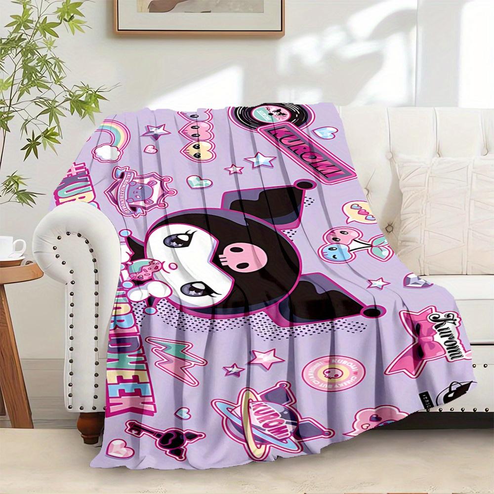 1pc Flannel Kuromi, Cute, KawaiiThrow Blanket, Cartoon Truck Pattern Printed Blanket, Warm Cozy Soft Blanket For Couch Bed Sofa Car Office C