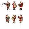 Gingerbread Man Party Supplies 6 Pcs Large Christmas Tree Picks, Wooden Santa Snowman Ornaments, Xmas Quick Installation Decor Topper Decoration