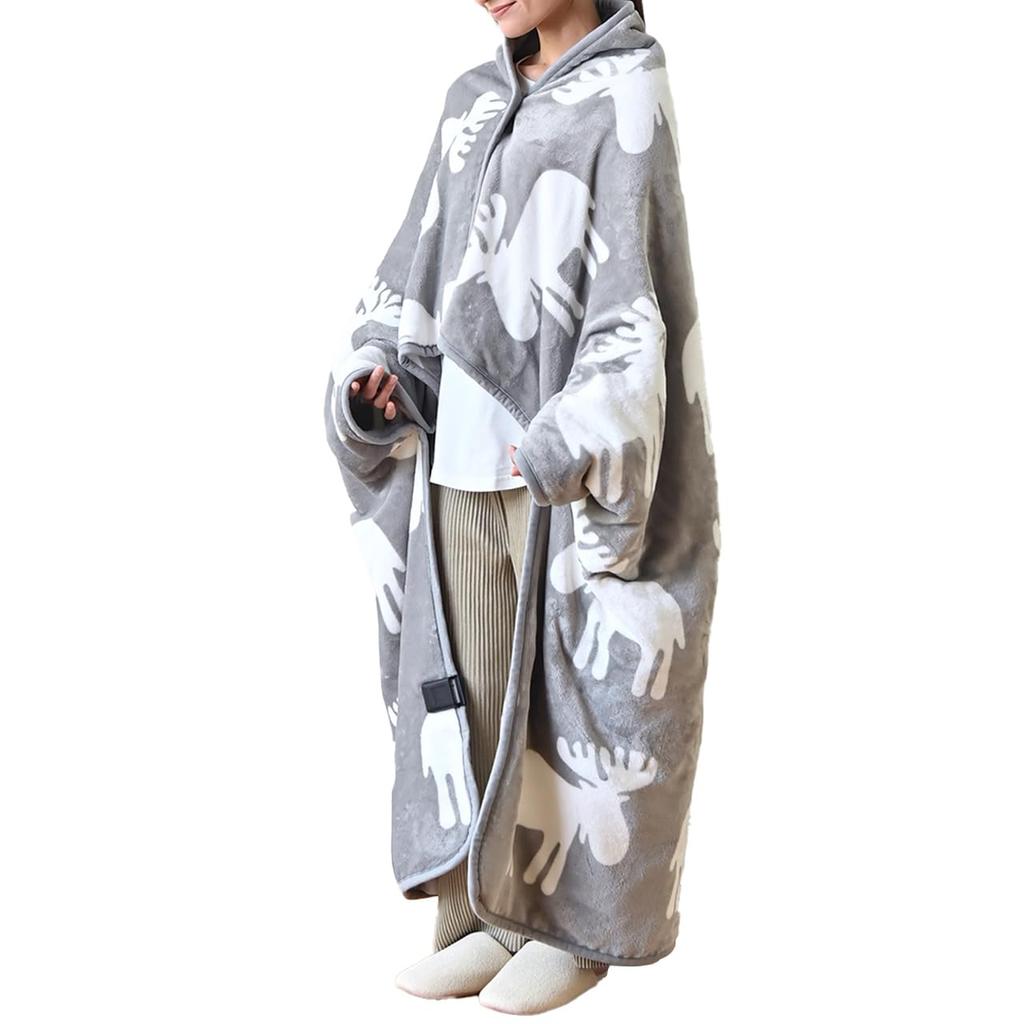 Электрическое носимое плавящееся носимое электрическое одеяло лось Nordic regular 140 x лось серое одеяло, одеяло, фланель, одеяло, курун, узор, стиль, размер, 140 см,