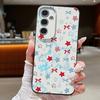 Чехол со звездочками и бантами для Samsung Galaxy A57 A37 A17 A56 A36 A26 A16 A55 A35 A15 A54 A34 A14 5G Силиконовый чехол с текстурой кожи