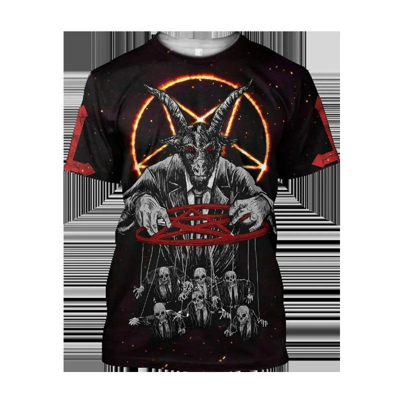 Новая футболка с принтом дьявола и сатаны 3D летняя мужская женская футболка с коротким рукавом модная Харадзюку хип-хоп повседневная унисекс уличная одежда