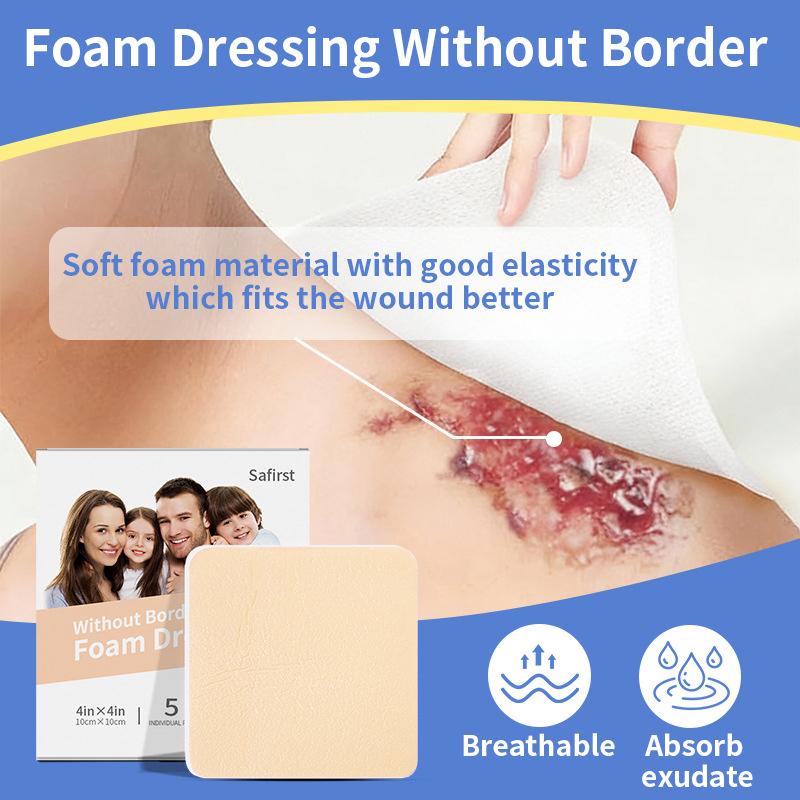 Пенопластовая неадгезивная повязка Стерильная повязка для заживления ран Противопролежневая подушечка-пластырь Уход за ранами 10смx10см