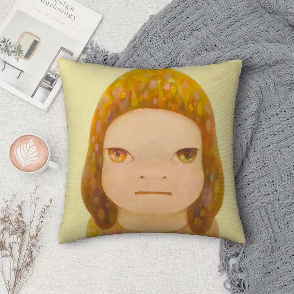 Art YYoshitomo NNara Pillow Case Square DoubleSided Printing Sofa Cushion Cover Pillowcase Bedroom Bedside
