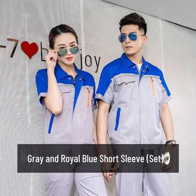Мужской летний комплект рабочей одежды с коротким рукавом - Дышащий, тонкий, износостойкий для мастерской, строительства и авторемонта.