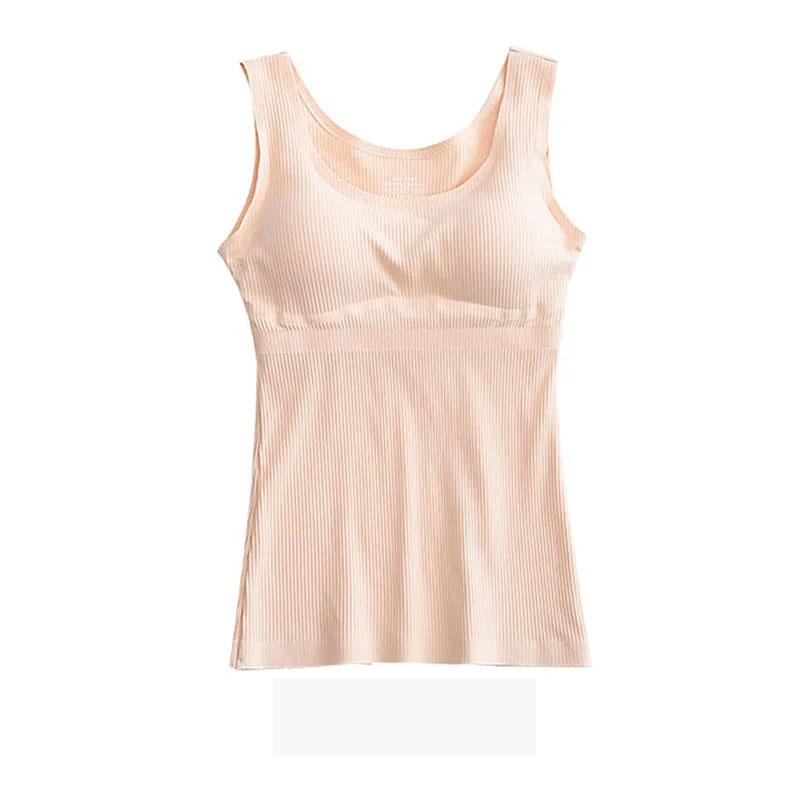 Бесшовный жилет, женское нижнее белье, цельный жилет с подтяжками, с накладкой на груди и приталенной нижней рубашкой, женский