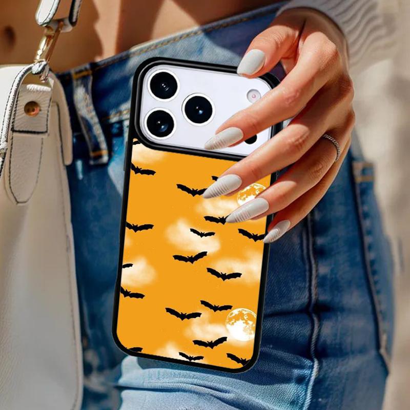 Чехол для телефона на Хэллоуин «Летучая мышь в сумерках» Для iPhone 17 Air 14 15 13 12 Max Чехол Для Apple 16e 11 Pro Max Plus Coque