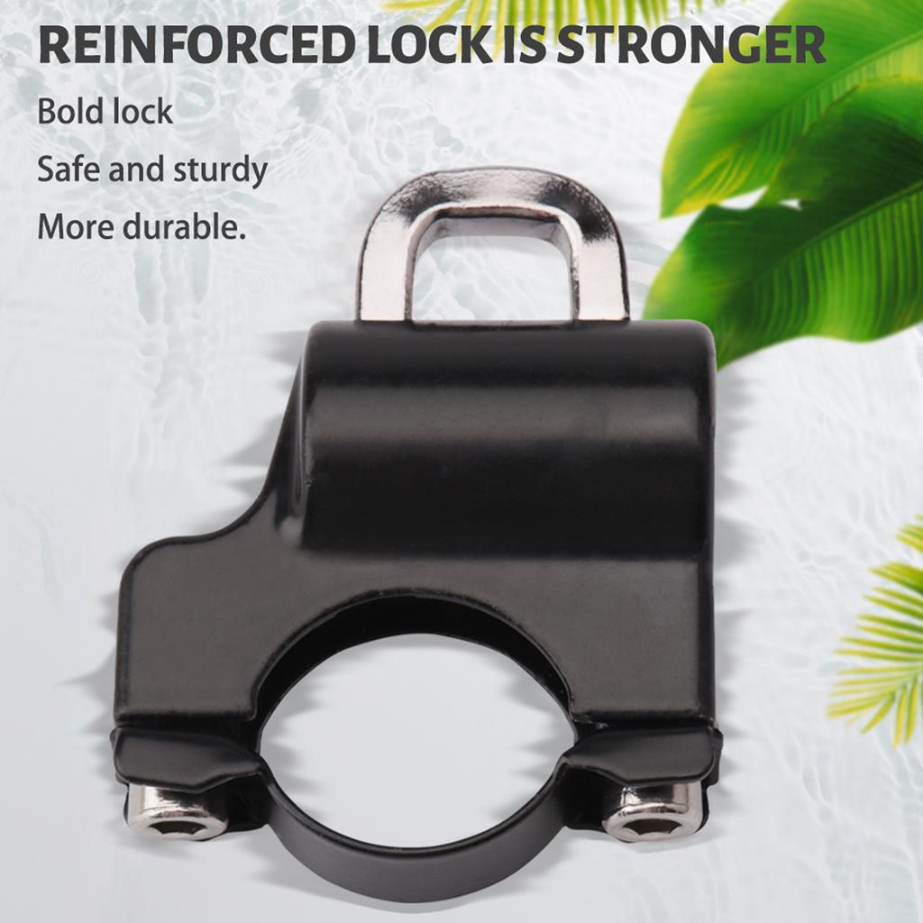 Universal Motorcycle Helmet Lock Anti-Theft Helmet Security Lock Metal 22mm-26mm Black with 2 Keys