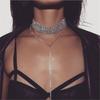 Neck Multi-layer Necklace Full of Diamonds Long Choker Necklace for Women