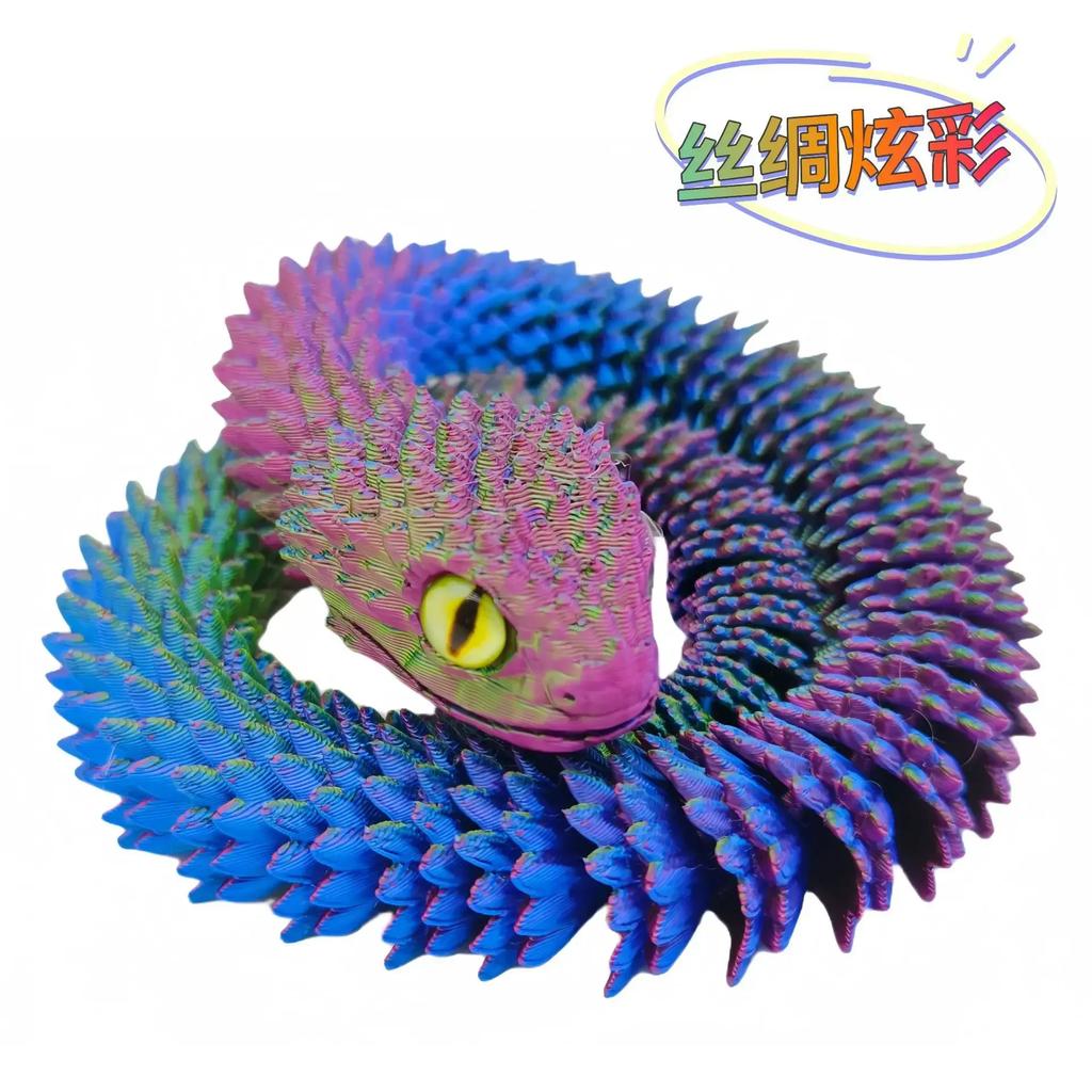 30см 3D-печатная змея 2025 Новый год Полностью шарнирная модель дракона Декорация 3D Подвижная Вращающаяся Реалистичная Кобра Змея Детская игрушка