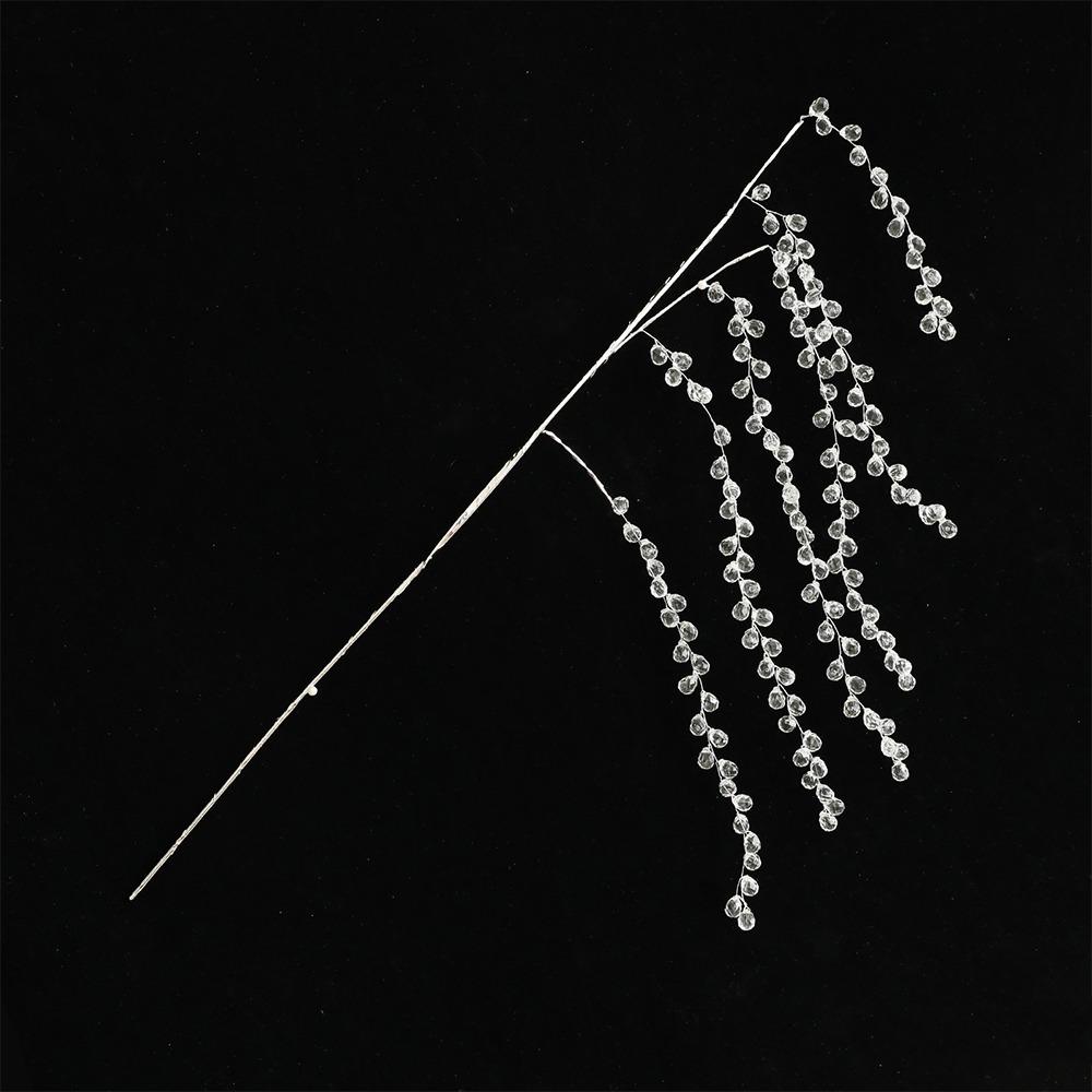 Glitter Finish Christmas Crystal Pick Branch with Butterfly Crystal Dangle Acrylic Christmas Decor Sprig Multi-Beaded Sparkling