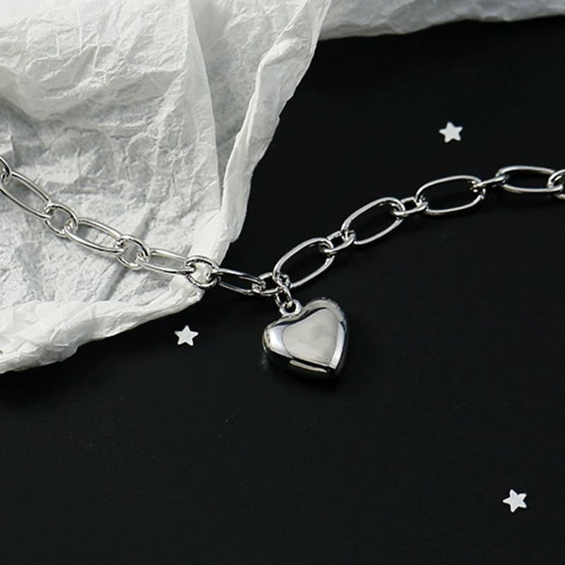 925 Sterling Silver Heart Shape Charm Bracelet & Bangle For Women Wedding Jewelry Accessories Sl036