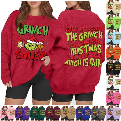 Женская повседневная модная толстовка с длинным рукавом и рождественским принтом с круглым вырезом