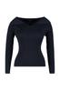 Women's Fashion New Plus Big Size Sweater Black Boat Neck Fine Knitwear Blouse